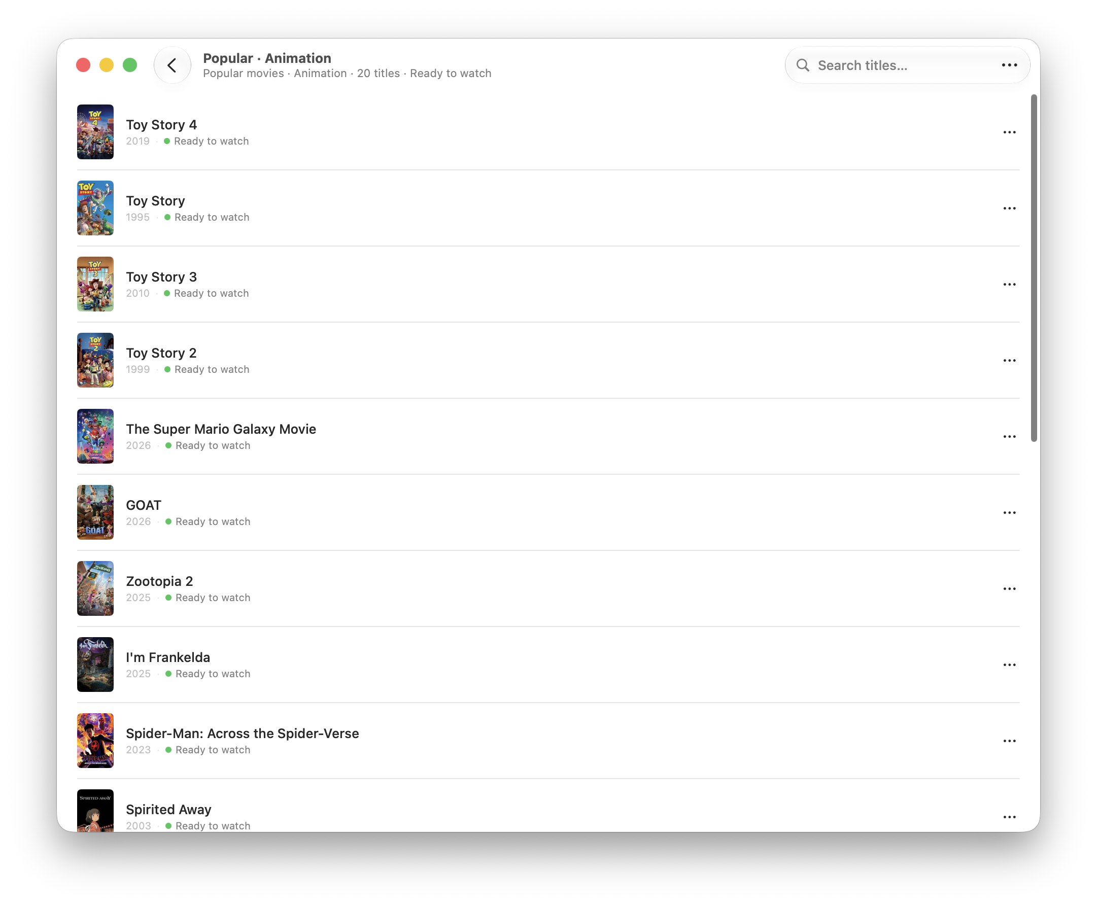 A collection's movies in StreamBridge
