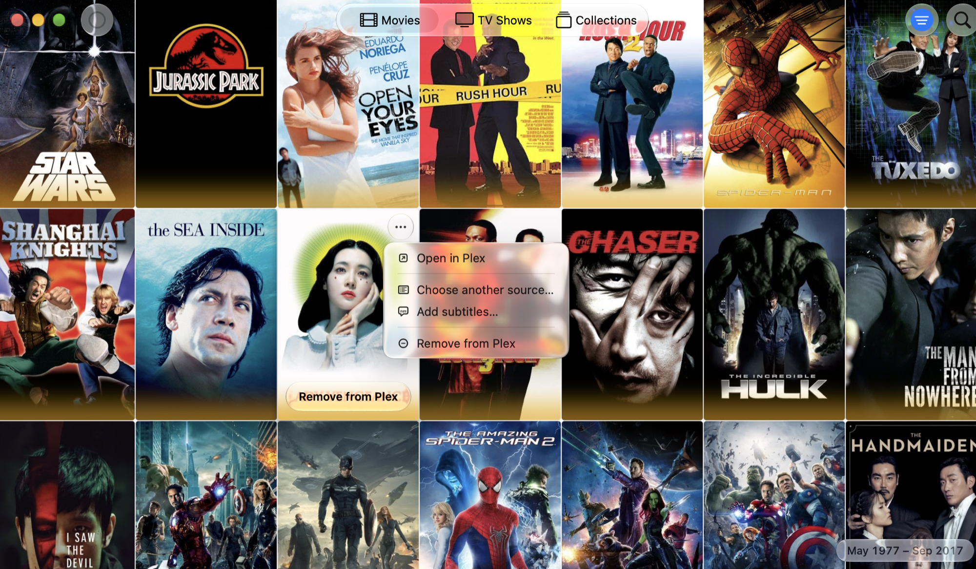 The ⋯ menu on a poster in StreamBridge, with Add subtitles one click away